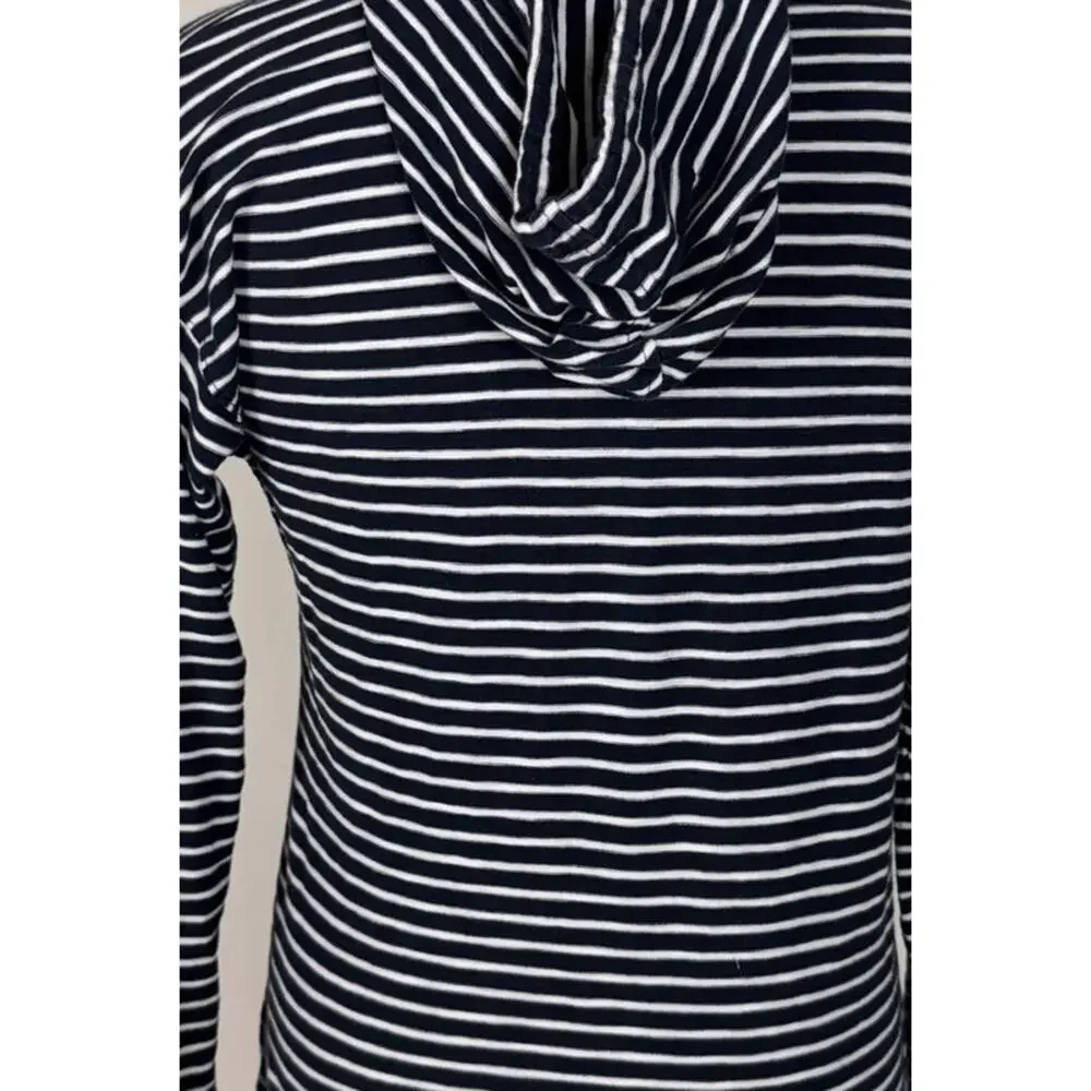 Tommy Hilfiger Womens Small Stiped Blue Hooded Top 100% Cotton - Picture 5 of 7